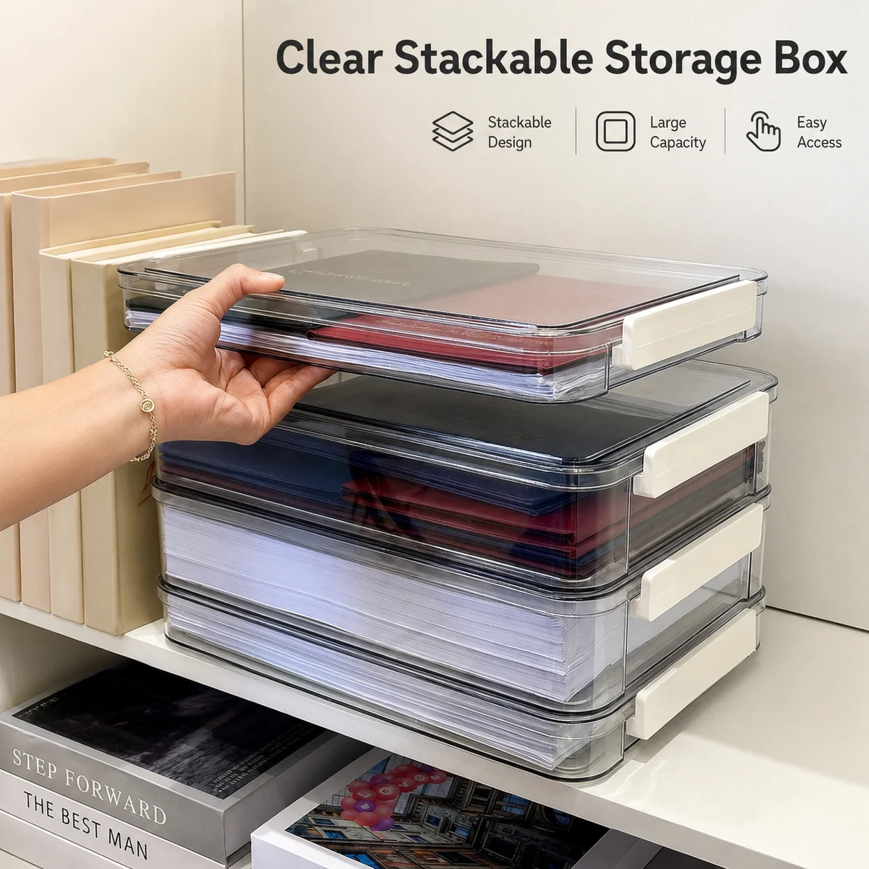 Desktop Filing Tray - Transparente Aktenorganisationsbox PET-Dokumentenaufbewahrung Großraumiger Desktop-Büropapier-Ordner Organizer-Ablage