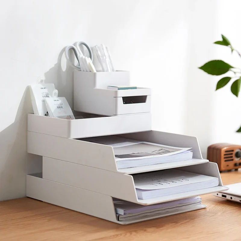 Desktop Filing Tray - Stapelbare Schreibtisch-Aufbewahrungsbox, Große Kapazität A4 Papier-Organizer,