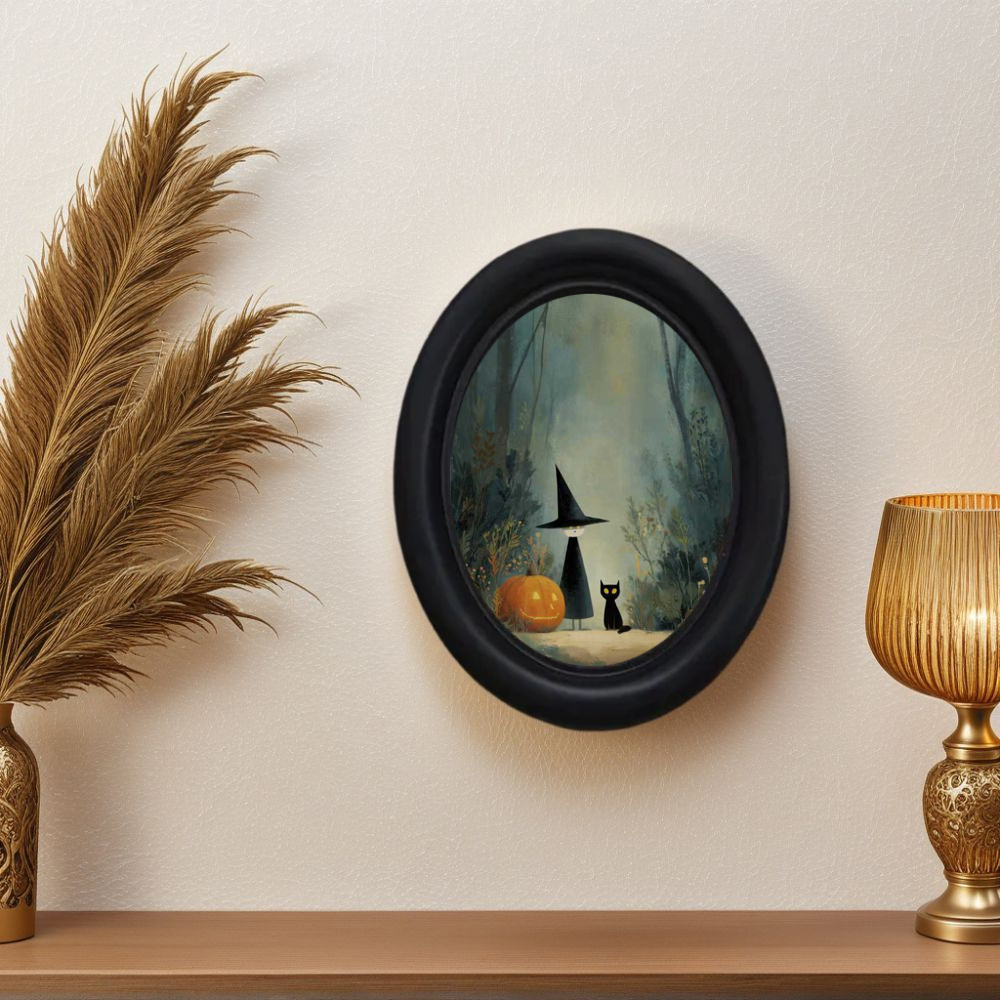 Office Furniture Design - Ein 3D-Wandgemälde im Vintage-Halloween-Hexe und schwarze