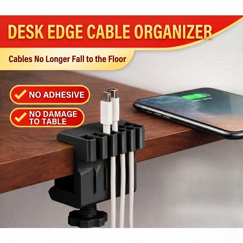 Office Furniture Design - 3 Desktop-Kabelmanager-Clips, USB-Ladegerät-Halterungen mit praktischen Kabelclips,