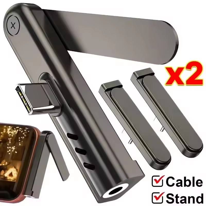 Mobile Pedestal Cabinet - 2/1 Stück Tragbarer USB-C-auf-3,5-mm-Audio-Adapter, faltbarer Handy-Ständer,