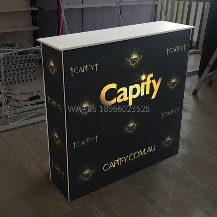 Reception Desk Counter - Pop-up-Empfangstheke aus Aluminium mit Hintergrundbeleuchtung für