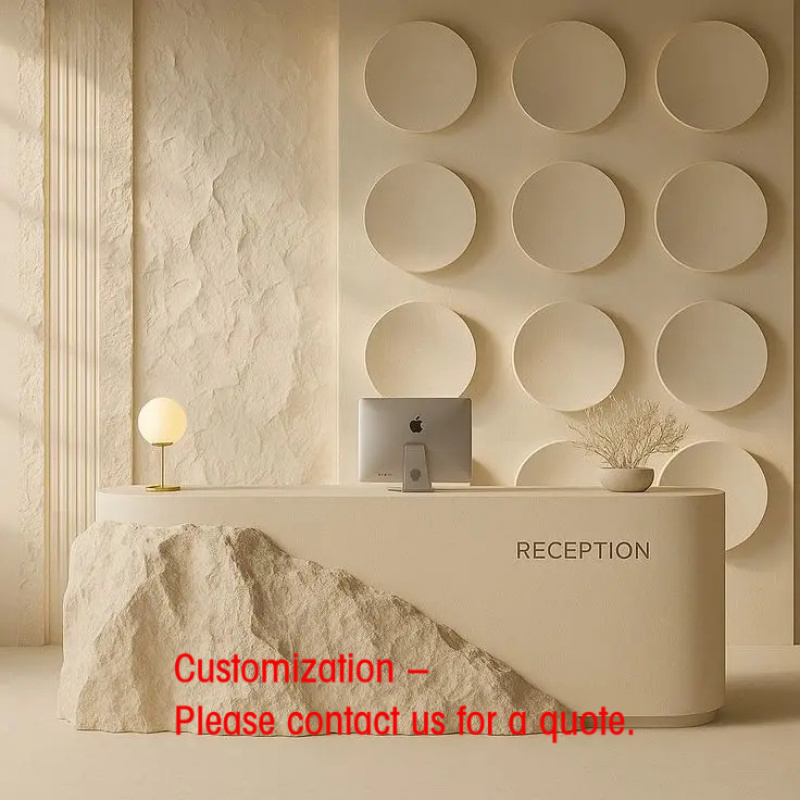 Reception Desk Counter - Maßgefertigter Büroempfangstresen mit Natursteinmuster aus FRP-Material