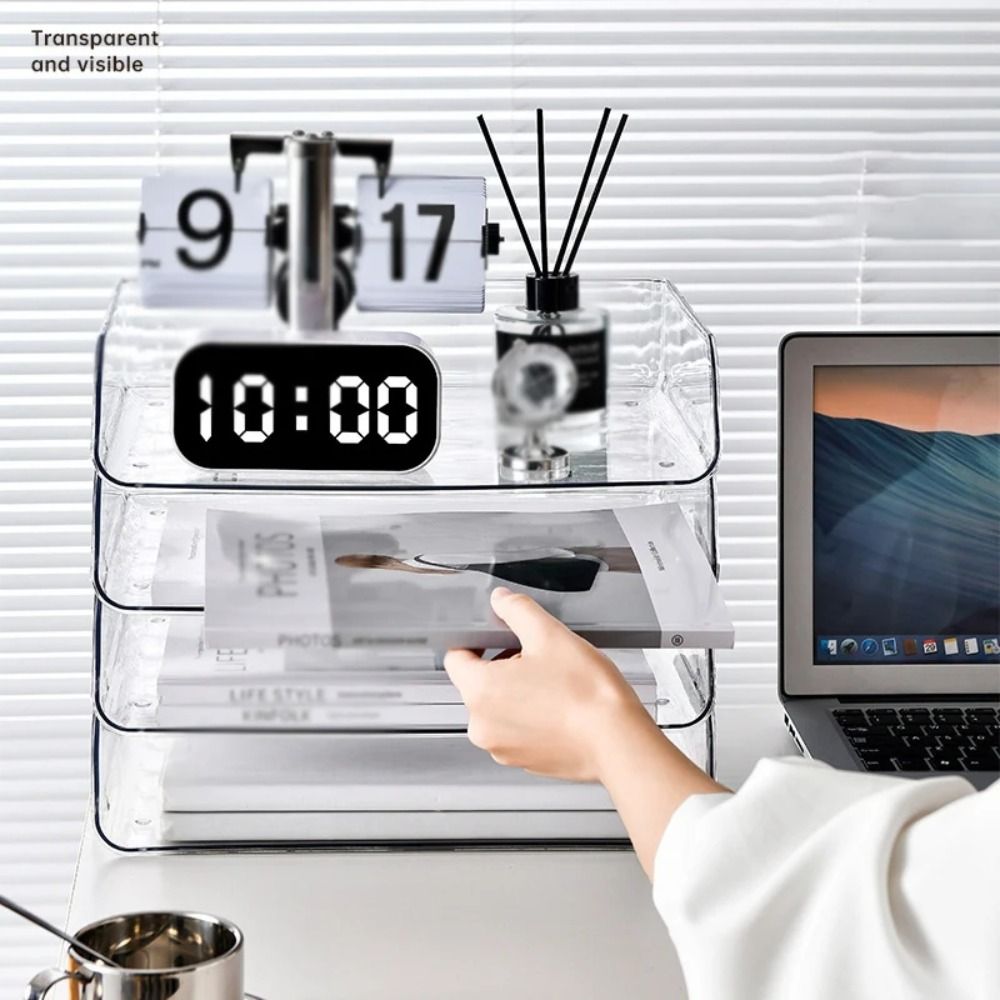 Desktop Filing Tray - Transparente Desktop-Datei ablage stapelbar große Kapazität